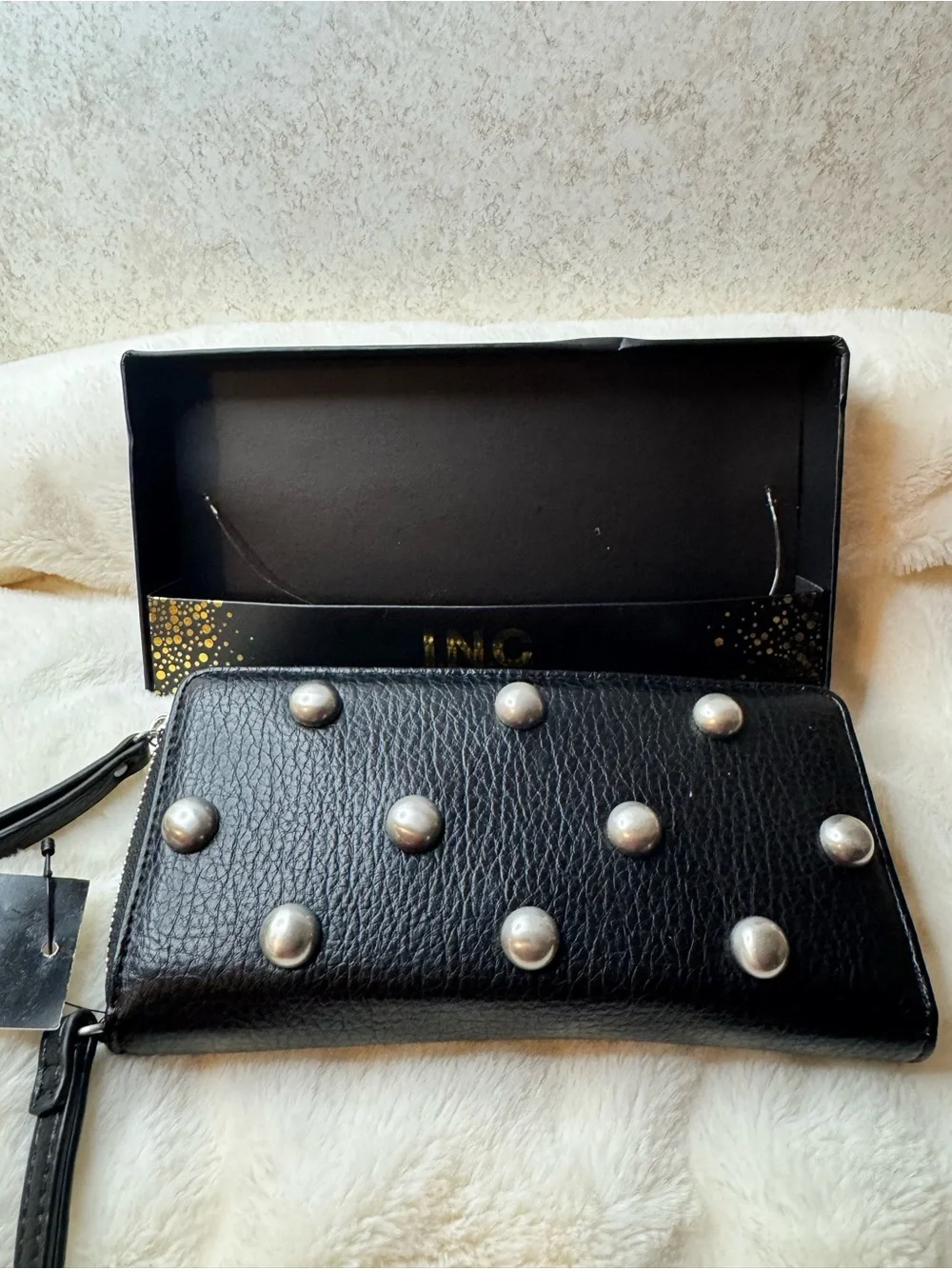 INC International Concepts Black Studded Wallet - Sleek Women's Wallet NWT